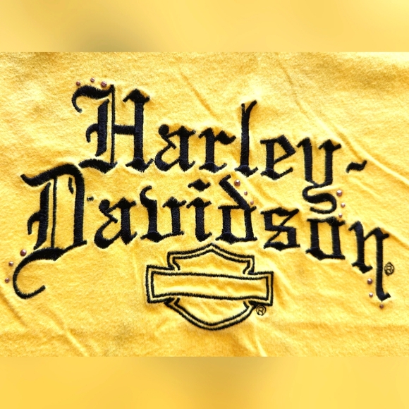 Womens‎ Embroidered Vintage Harley Davidson Tank California - Yellow- XL - Picture 7 of 9